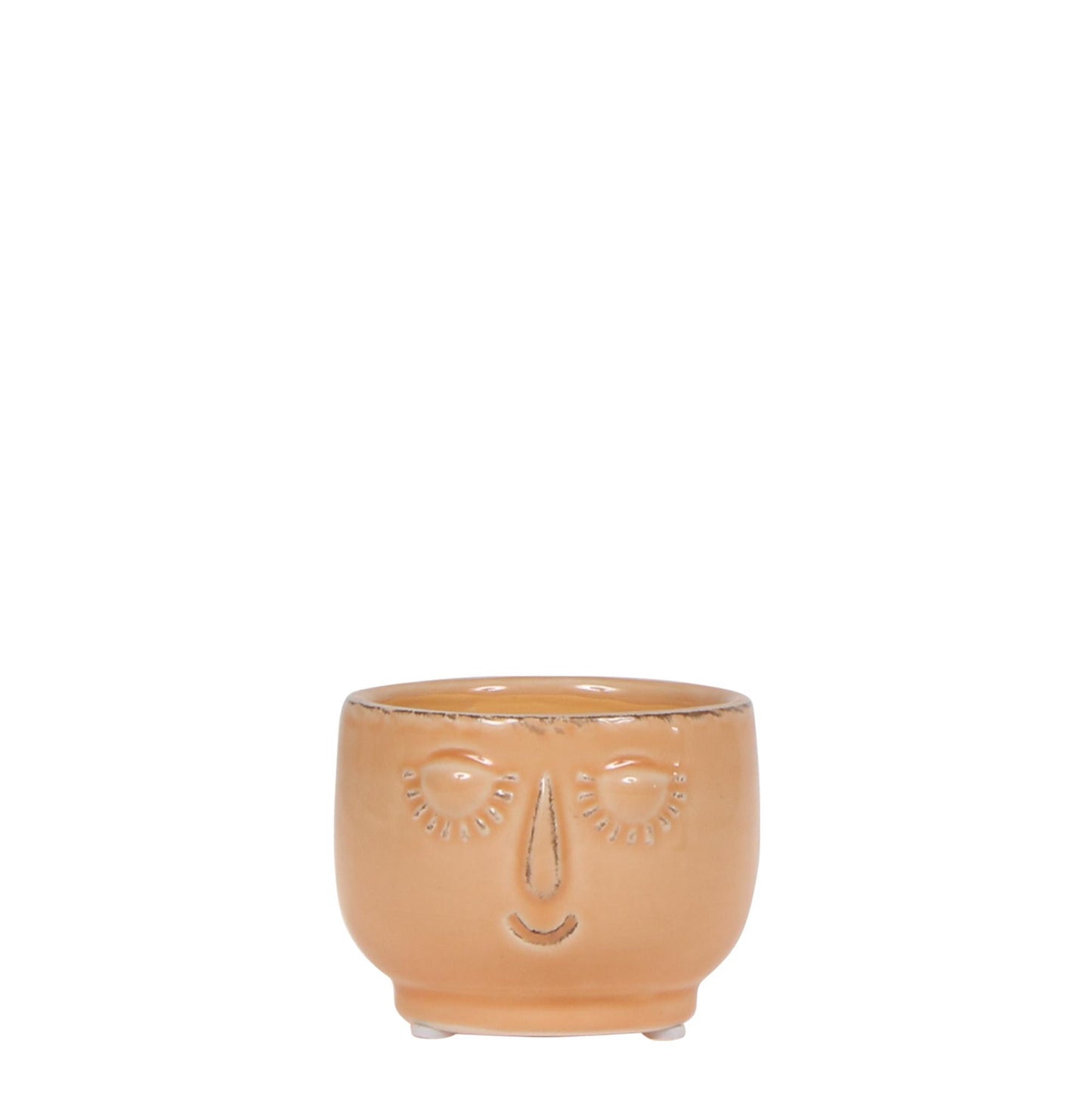 Kolibri Home | Happy face peach bloempot - Peach kleurige keramieken sierpot Ø6cm