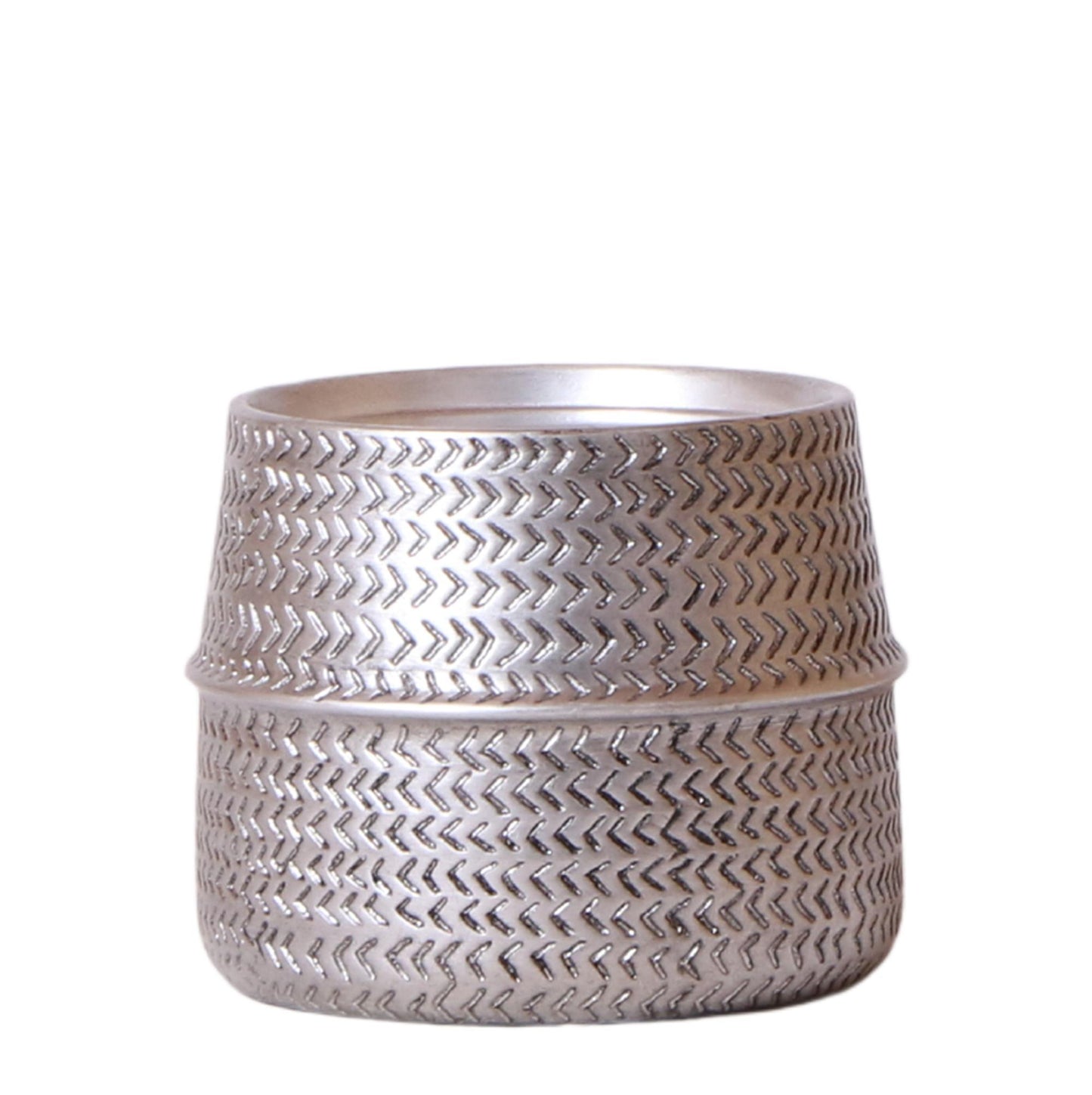Kolibri Home | Groove bloempot - Zilveren keramieken sierpot - potmaat Ø9cm